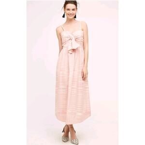Anthropologie Whit Two Pink Ikat Front Bow Midi Dress NWT